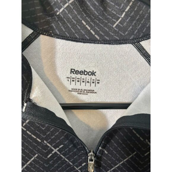 Reebok Woman's L Quarter Zip Long Sleeve Performance Shirt – Black Geometric - Picture 4 of 4